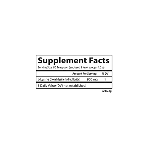 Carlson - L-Lysine Powder, Free-Form Amino Acid, 960 mg, Supports Healthy Tissue & Muscle Development, 3.53 oz (100 g)