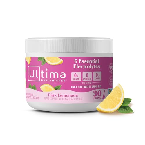 Ultima Replenisher Daily Electrolyte Powder Drink Mix – Sugar Free – Lemonade, 90 Servings – Hydration Powder with 6 Key Electrolytes and Trace Minerals – Keto Friendly, Vegan, Non-GMO