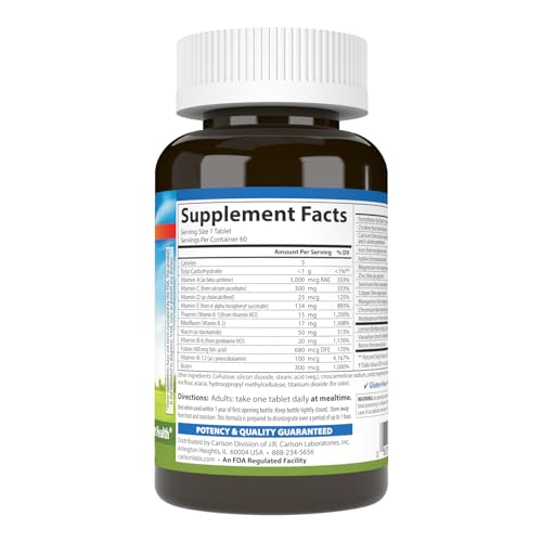 Carlson - Super 1 Daily, Vegetarian Multiple Formula, Multivitamin, Optimal Wellness, 60 Tablets