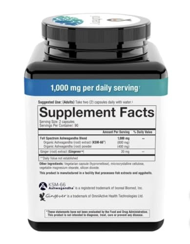 Youtheory Ashwagandha 1000mg with KSM-66 - Helps Support a Healthy Stress Response,180 Capsules (Pack of 1)
