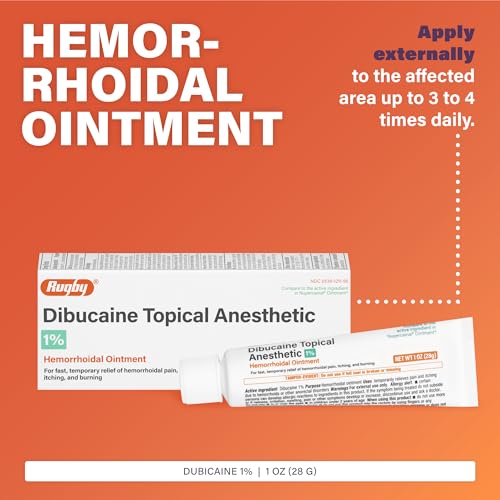 Rugby Dibucaine Topical Anesthetic 1% - Hemorrhoidal Ointment - for Fast, Temporary Relief of Hemorrhoidal Pain, Itching, and Burning - 1 Oz (1 Pack)
