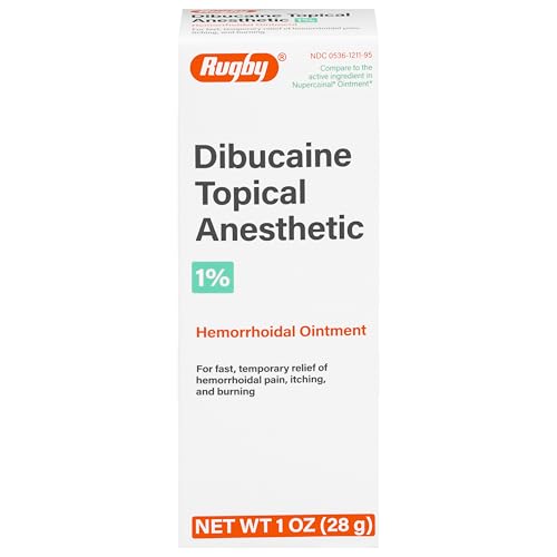 Rugby Dibucaine Topical Anesthetic 1% - Hemorrhoidal Ointment - for Fast, Temporary Relief of Hemorrhoidal Pain, Itching, and Burning - 1 Oz (1 Pack)