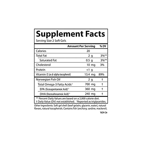 Carlson - The Very Finest Fish Oil, 700 mg Omega-3s, Norwegian, Sustainably Sourced, Lemon, 150 Count