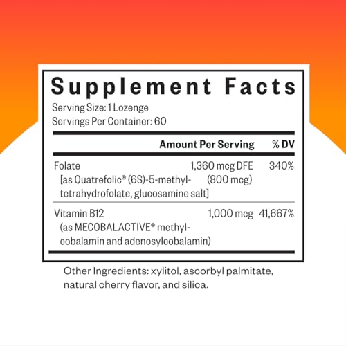 Seeking Health Methyl B12 with L-Methylfolate - MTHFR Support Supplement - Methylation Support Supplement - Lozenges to Support Brain Health & Energy - 60 Lozenges