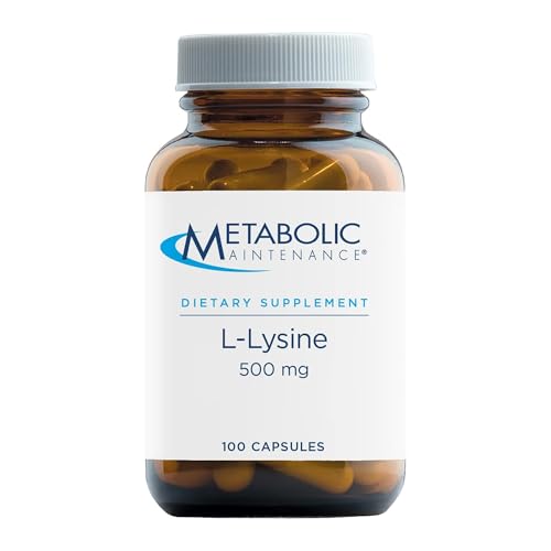 Metabolic Maintenance L-Lysine - 500mg Amino Acid Supplement, Vegan + No Fillers - Immune, Bone + Connective Tissue Support (100 Capsules)