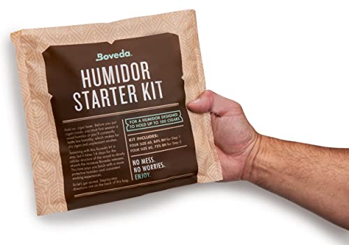 Boveda Humidor Starter Kit Bundle: Season a Wood Humidor Plus Maintain Humidity with 2-Way Humidity Control | Includes (2) Each Size 60 Boveda 84% RH & 72% RH | 1-Count