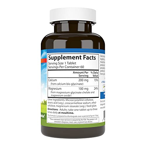 Carlson - Chelated Cal-Mag, 2:1 Calcium to Magnesium Ratio, Bone Support, Muscle Function & Energy Production, 60 Tablets