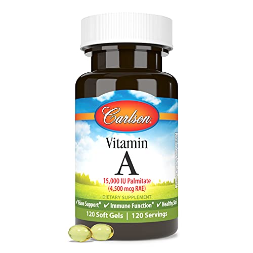 Carlson - Vitamin A, 15000 IU Palmitate (4500 mcg RAE), Vision Health, Healthy Skin, 120 Softgels
