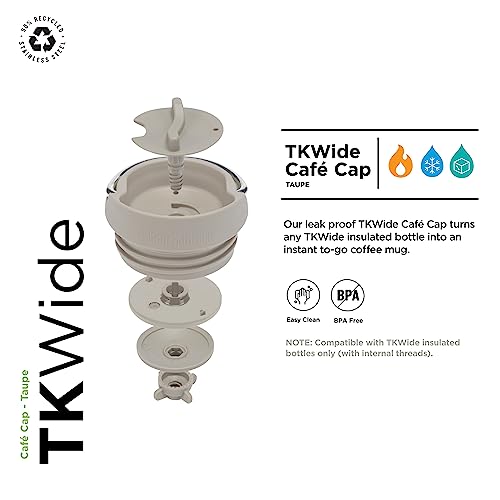 Klean Kanteen TKWide Café Cap - Leakproof Insulated Bottle Lid for Coffee & Tea - BPA-Free & Dishwasher-Safe - Taupe