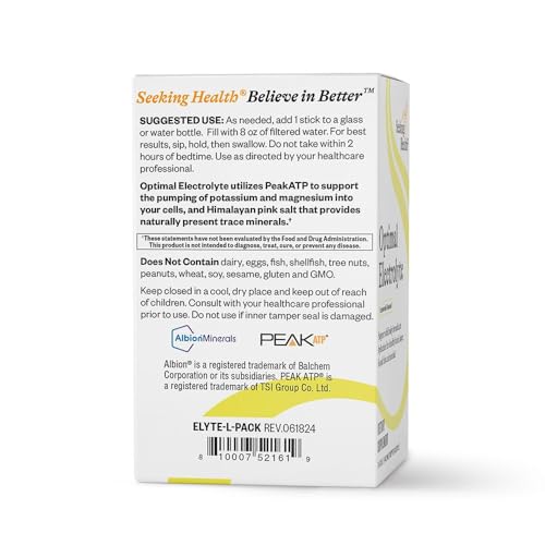 Seeking Health Optimal Electrolyte Single-Serving Stick Packs, Lemonade Flavor, Healthy Energy and Endurance Support, Promotes Hydration and Healthy Muscles, Vegan and Vegetarian (30 Count)*