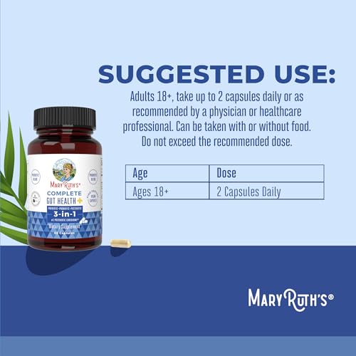 MaryRuth Organics 3-in-1 Probiotics for Complete Gut Health | Gut Health Supplement for Women & Men | Probiotic for Digestion & Immune Support | 50 Billion CFU | 30 Count