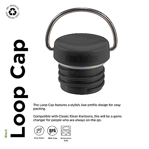 Klean Kanteen Classic Loop Cap - Reusable Bottle Replacement Lid - Premium Water Bottle Accessories - Black