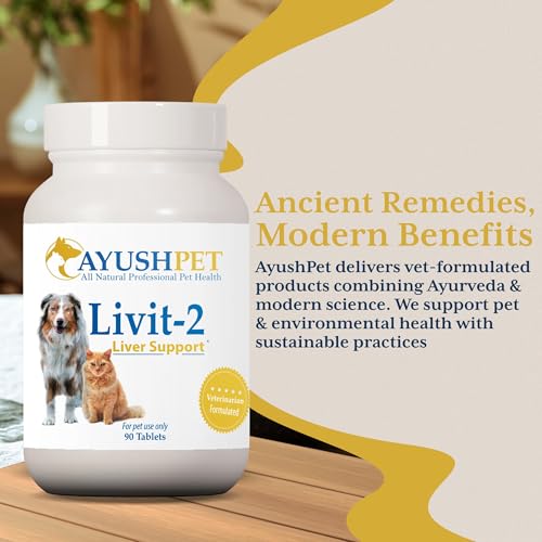 Ayush Herbs Livit-2 Pet Health Supplement, Liver and Gastrointestinal Support, Healthy Skin and Hair, Small or Large Animal, Young or Senior Pet, 90 Tablets