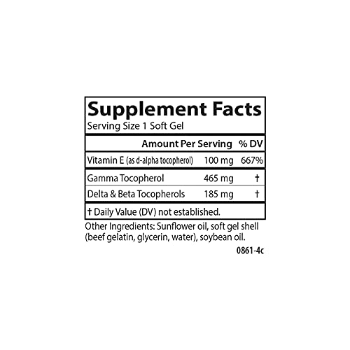 Carlson - Gamma E-Gems, 465 mg, Gamma Tocopherol, Vitamin E Tocopherol, Optimal Wellness, 120 Softgels
