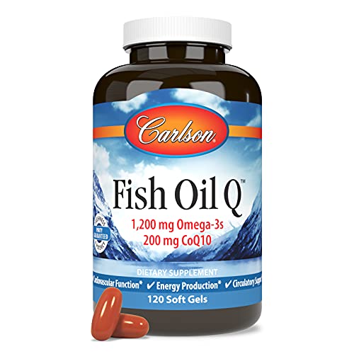 Carlson - Fish Oil Q, 1200 mg Omega-3s 200 mg CoQ10, Function, Energy Production & Circulatory Support, 120 Softgels