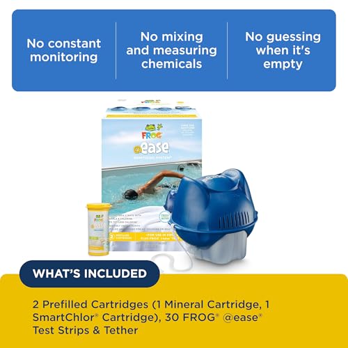 FROG @ease Floating System for Swim Spas - Quick & Easy Self-Regulating Swim Spa Sanitizer - Maintenance System with Sanitizing Minerals & SmartChlor Technology