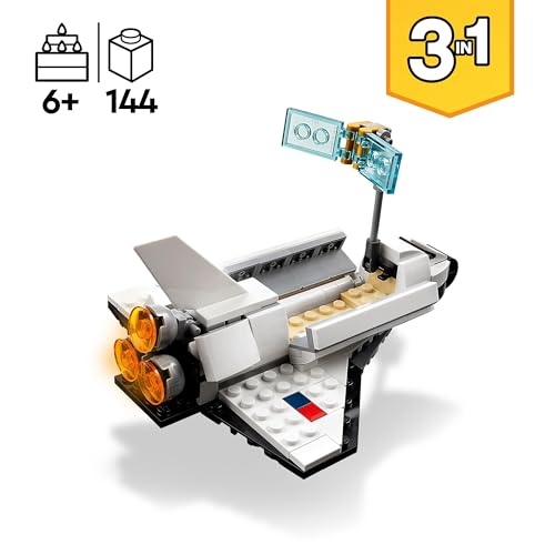 LEGO Creator 3 in 1 Space Shuttle Toys - Space Toys Building Set for Boys & Girls, Ages 6+ - Option to Build 2 Spaceships or Astronaut - Educational Gift for Kids Birthday & Holidays - 31134