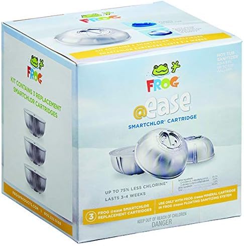 FROG @Ease Floating Sanitizing System + Replacement SmartChlor Cartridge 3-Pack Plus Free Hot Tub Care Guide, Self-Regulating Hot Tub Sanitizer Bundle