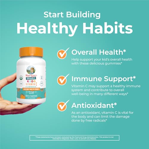 MaryRuth Organics Kids Vitamin C Gummies | Supplement for Immune Support & Overall Health | Vitamin C for Kids Ages 4+ | USDA Organic | Vegan | Non-GMO | 60 Servings