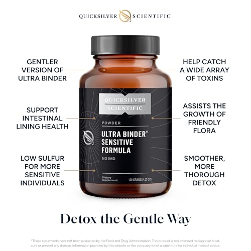 Quicksilver Scientific Ultra Binder Sensitive Formula - Gut Health Supplement with Activated Charcoal, Bentonite Clay - Cleansing Support Powder (120g)