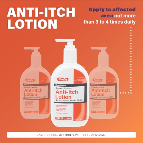 Rugby Anti-Itch Lotion - Camphor 0.5% - Menthol 0.5% - Cools and Soothes - 7.5 Fl Oz