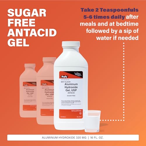 Rugby 320 mg Aluminum Hydroxide Gel, USP - Antacid Liquid - Upset Stomach, Acid Indigestion, and Heartburn Relief - Sugar-Free - Mint Flavored - 16 Fl. Oz. (2 Pack)
