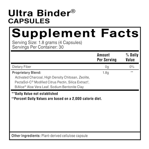 Quicksilver Scientific Ultra Binder - Multi Toxin Binder with Bentonite Clay Powder, Zeolite Detox & Charcoal - Supplement for Gut Support & The Body's Toxin Removal Process (120 Capsules)