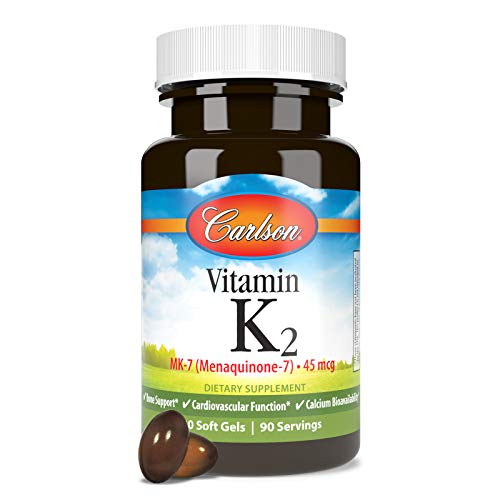 Carlson Labs Vitamin K2-7 45 MCG Mineral Supplement Softgels, 90 Count