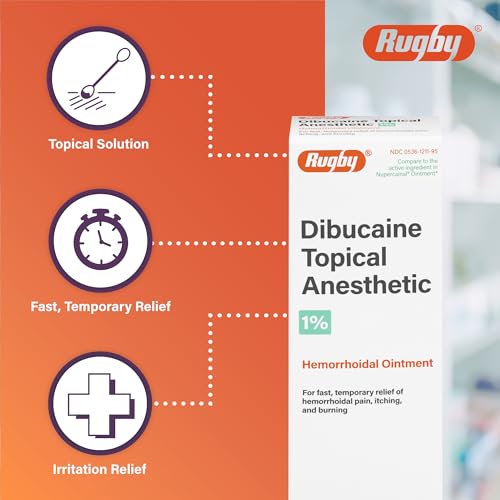Rugby Dibucaine Topical Anesthetic 1% - Hemorrhoidal Ointment - for Fast, Temporary Relief of Hemorrhoidal Pain, Itching, and Burning - 1 Oz (1 Pack)