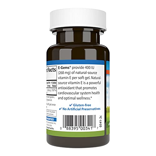 Carlson Labs E-Gems Natural Vitamin E, 400 IU, 60 Softgels