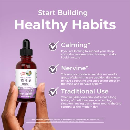 MaryRuth Organics Valerian Root Liquid Drops | 2 Month Supply | Sugar Free | USDA Organic Valerian Root Drops | Support Sleep | Calm and Stress Relief | Vegan | Non-GMO | Gluten Free | 60 Servings