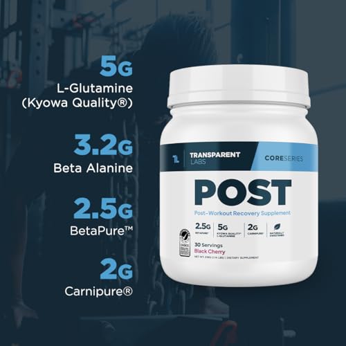 Transparent Labs Post - Post-Workout Recovery Muscle Builder with L-Glutamine, Beta-Alanine and BetaPure Betaine Anhydrous for Muscle Recovery and Muscle Building - 30 Servings, Black Cherry