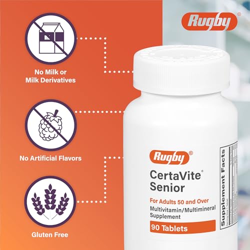 Rugby CertaVite Senior Multivitamin/Multimineral Supplement for Adults 50 and Over - 90 Tablets (1 Pack)
