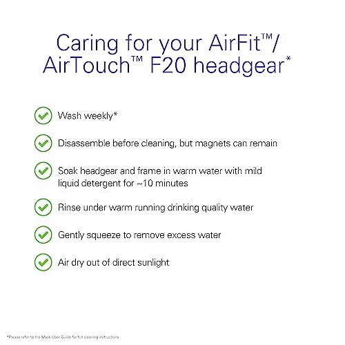ResMed AirFit/AirTouch F20 Headgear - Replacement CPAP Headgear - Frame System & Full Face Cushion Not Included - Premium CPAP Accessories - Medium/Standard, Blue