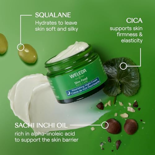 Weleda Skin Food Face Care Nourishing Night Cream, 1.3 Fluid Ounce, Plant Rich Moisturizer with Sacha Inchi Oil, Cica and Squalane