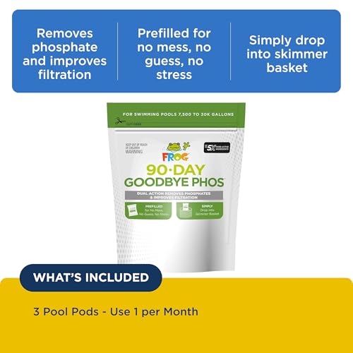 FROG 90-Day Goodbye Phos - Dry Formula Phosphate Remover for Pools up to 30,000 Gallons - Pool Maintenance & Treatment - 3 Pods