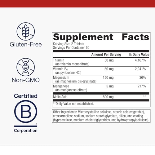 Metagenics Fibroplex Vitamin B1 - Support for Soft Tissues* - 600 mg Malic Acid & 150 mg Magnesium - Neuromuscular Health* - Premier Dietary Supplement - 120 Tablets