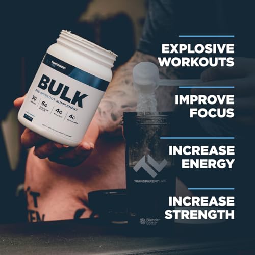 Transparent Labs Bulk Pre Workout Powder - Naturally Sweetened Advanced Pre-Workout Formula for Muscle Building and Strength - 30 Servings, Peach Mango