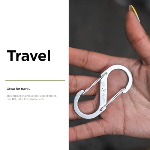 Klean Kanteen Steel S-Biner 3 - Stainless Steel Carabiner Clip - Dual Carabiner - Stainless Steel - Water Bottle Carrier - Not for Climbing - Number 3 Type