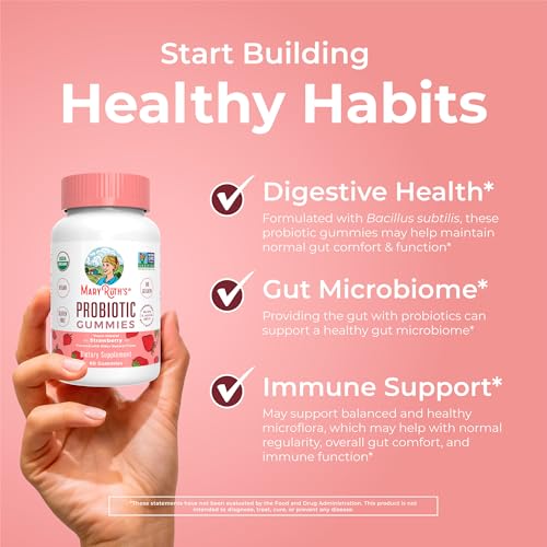 MaryRuth Organics USDA Organic Probiotic Gummies |Probiotics forWomen & Men Digestive Health & Gut Comfort Supplement 5 Billion CFU | Immune & Digestive Support | Vegan | Non-GMO | 60 Count