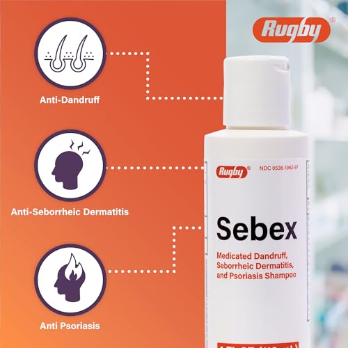 Rugby Sebex Medicated Dandruff Shampoo for Women and Men - 2% Sulfur and 2% Salicylic Acid Anti-Dandruff Shampoo - Helps With Symptoms of Seborrheic Dermatitis and Psoriasis - 4 Oz. (1 Pack)