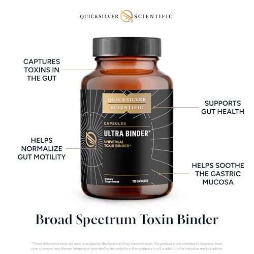 Quicksilver Scientific Ultra Binder - Multi Toxin Binder with Bentonite Clay Powder, Zeolite Detox & Charcoal - Supplement for Gut Support & The Body's Toxin Removal Process (120 Capsules)