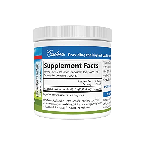 Carlson Labs Non GMO Vitamin C Crystals, 6 Ounce