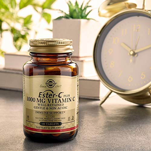 Solgar Ester-C Plus 1000 mg Vitamin C (Ascorbate Complex) - 180 Tablets - Gentle & Non Acidic - Supports Upper Respiratory Health - Non-GMO, Gluten-Free - 180 Servings
