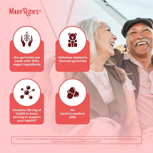 CoQ10 Gummies by MaryRuth's | Coenzyme Q10 | Gummy Supplements for Heart Health & Cellular Health | Antioxidant | CoQ10 120 mg | Vegan | Non-GMO | Gluten Free | 60 Count | 1 Month Supply