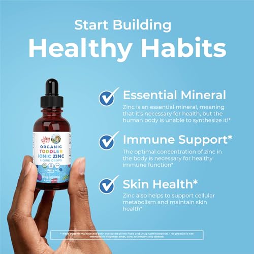 MaryRuth Organics USDA Toddler Liquid Drops | Zinc Sulfate | Immune Support Supplement| Skin Health | Vegan | Formulated for Ages 1-3 | Delicious Berry Flavor | 1 Month Supply | 2 Fl Oz