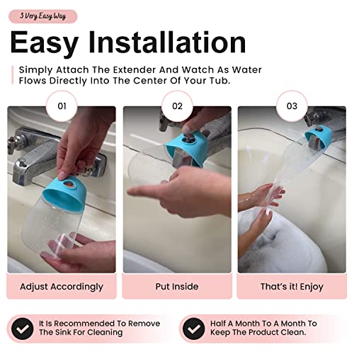 Baby Bath Helper - Bath Tub Faucet Extender - Guides Water Directly from Faucet to Baby Bath Tub Without Excessive Water Waste and Splashing - Modified to Fit Larger Bath Tub Faucets (Pink)