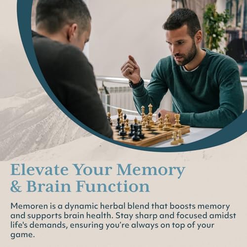 ruved Memoren, All-Natural Ayurvedic Focus and Memory Support with Ginkgo Biloba, Gotu Kola and Bacopa, Brain Health and Stress Care Supplement for Adults, 60 Vegetarian Capsules
