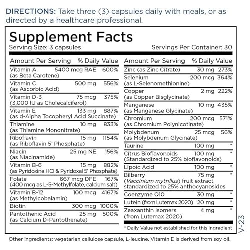 Metabolic Maintenance VitalEyes Complete - Vision and Eye Health Support Supplement for Adults Over 50, Eye Vitamins with Zeaxanthin, Lutein, Bilberry, and Vitamin A - 90 Capsules