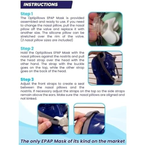 Optipillows Nasal Pillow Mask Kit with Adjustable Expiratory Resistance, Proprietary Valve, Head Strap, and 3 Sizes - Complete Sleep Apnea Solution - (EPAP Mask)